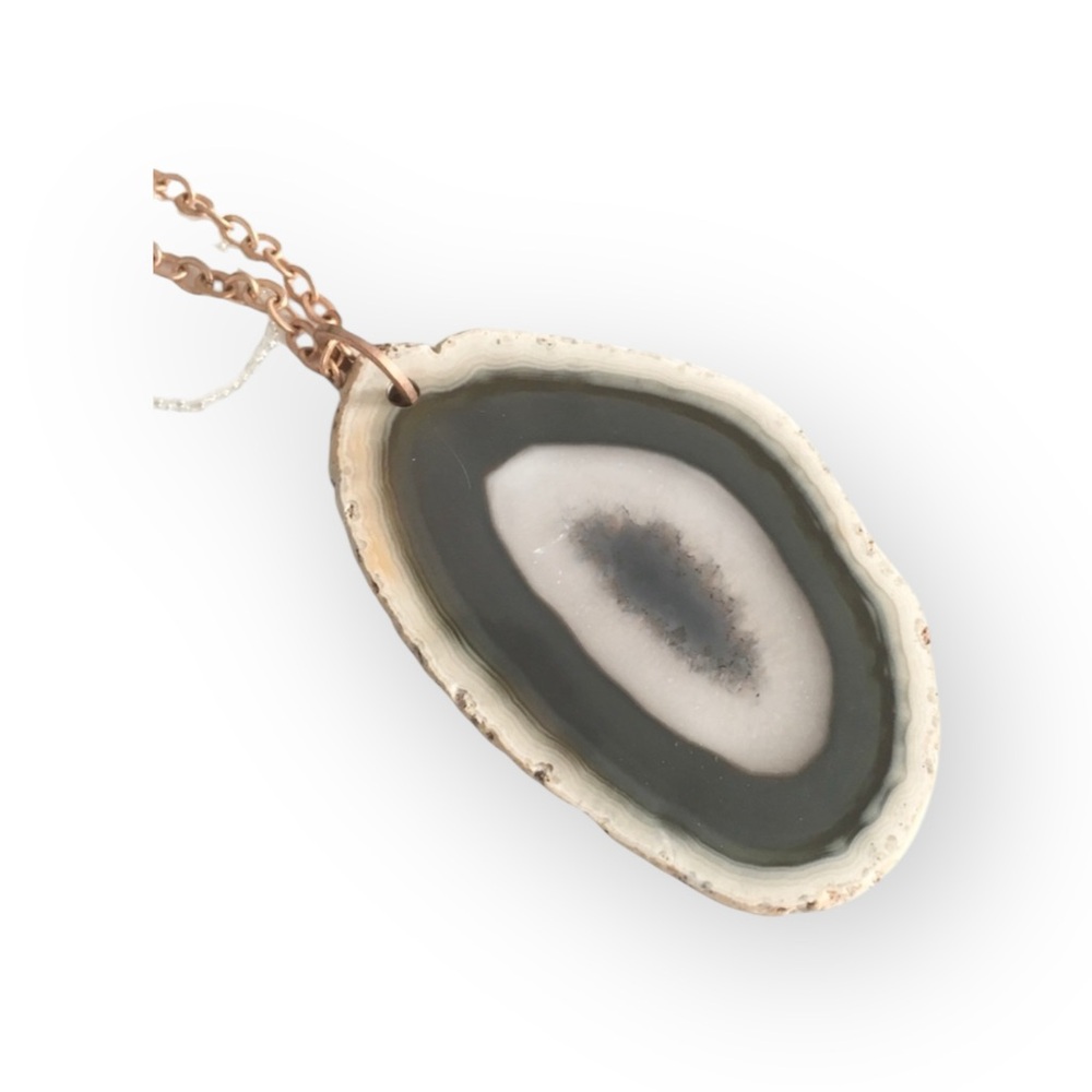 new Robert Rose ✲ Polished Agate Slab Statement Necklace ✲ Rose Gold Link Chain - Picture 12 of 16